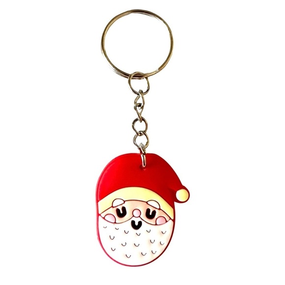 🔴 5 for $10 ONE Holiday Festive Christmas Santa Ring Key Chain - Picture 1 of 6